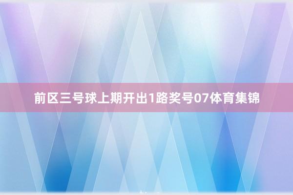 前区三号球上期开出1路奖号07体育集锦