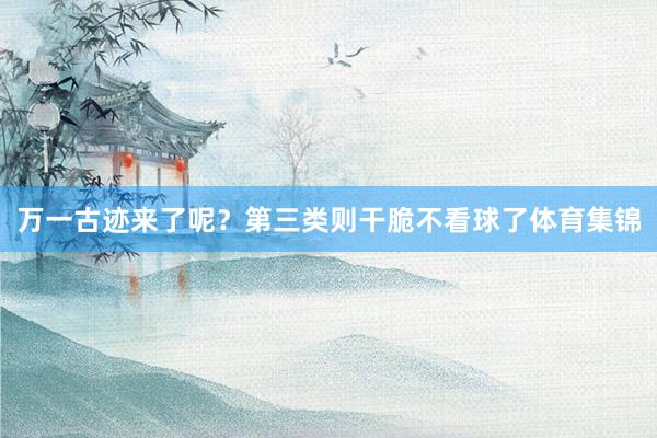 万一古迹来了呢？第三类则干脆不看球了体育集锦