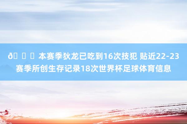 👀本赛季狄龙已吃到16次技犯 贴近22-23赛季所创生存记录18次世界杯足球体育信息