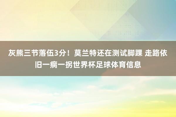 灰熊三节落伍3分！莫兰特还在测试脚踝 走路依旧一瘸一拐世界杯足球体育信息