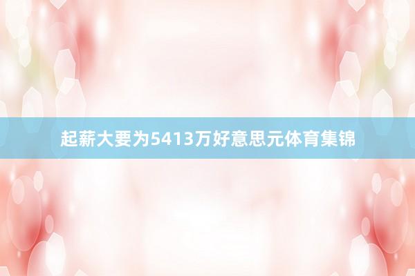 起薪大要为5413万好意思元体育集锦