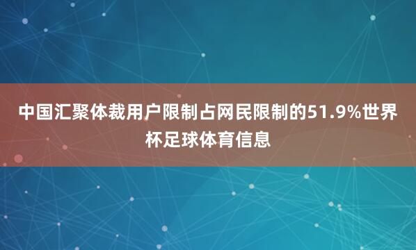 中国汇聚体裁用户限制占网民限制的51.9%世界杯足球体育信息