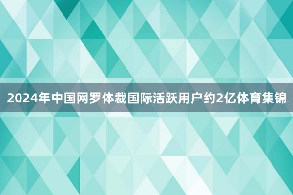 2024年中国网罗体裁国际活跃用户约2亿体育集锦