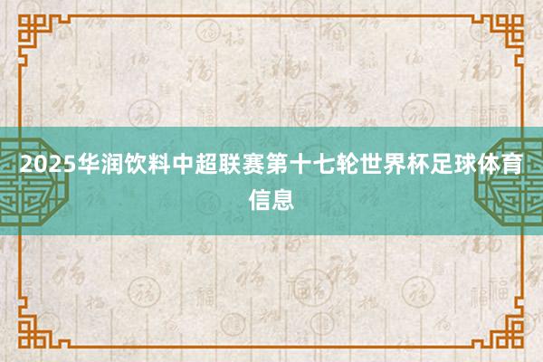 2025华润饮料中超联赛第十七轮世界杯足球体育信息