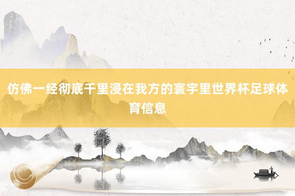 仿佛一经彻底千里浸在我方的寰宇里世界杯足球体育信息