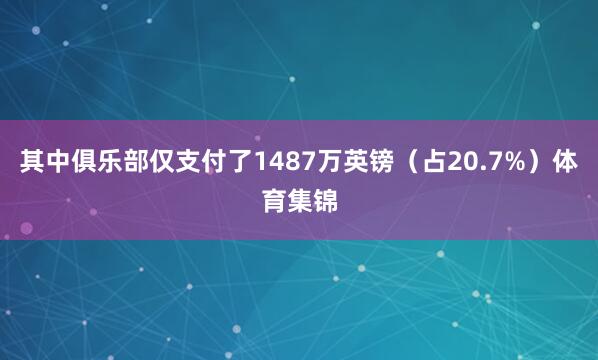 其中俱乐部仅支付了1487万英镑(占20.7%)体育集锦