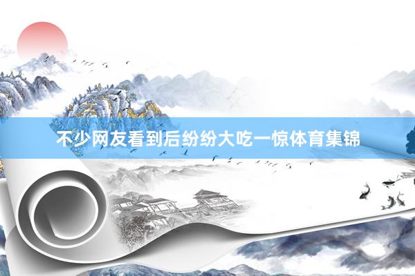 不少网友看到后纷纷大吃一惊体育集锦