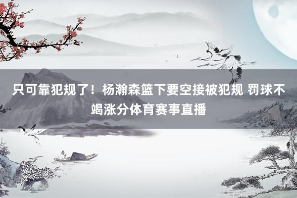 只可靠犯规了！杨瀚森篮下要空接被犯规 罚球不竭涨分体育赛事直播